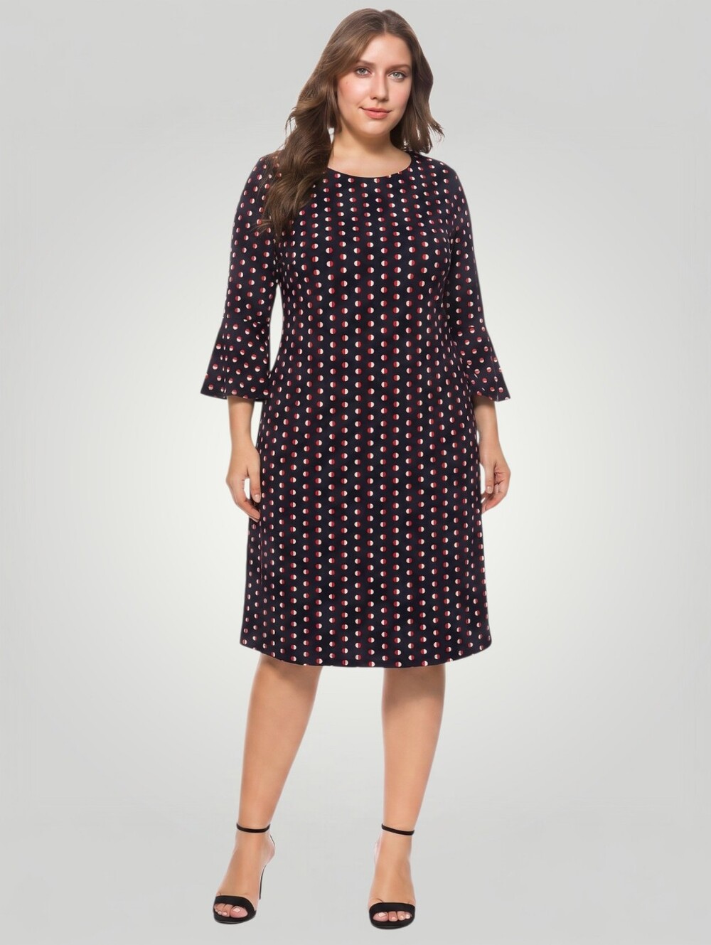 Tommy Hilfiger Navy Polka Dot Dress 12 Bell Sleeve Mod Retro Wedding Guest Coque